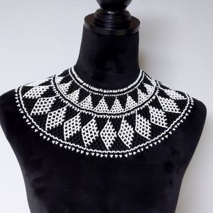 Vintage Black and White Beaded Collar
